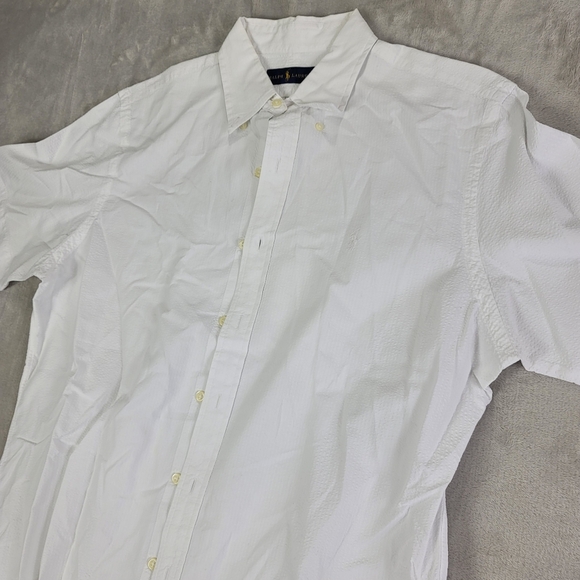 Ralph Lauren White Textured Button-Down Shirt Men's Shirt | Collar | Size L - Picture 2 of 6